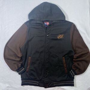 Vintage Phat Farm Black Brown 1990’s Letterman Jacket Men’s Size Small Hoodie